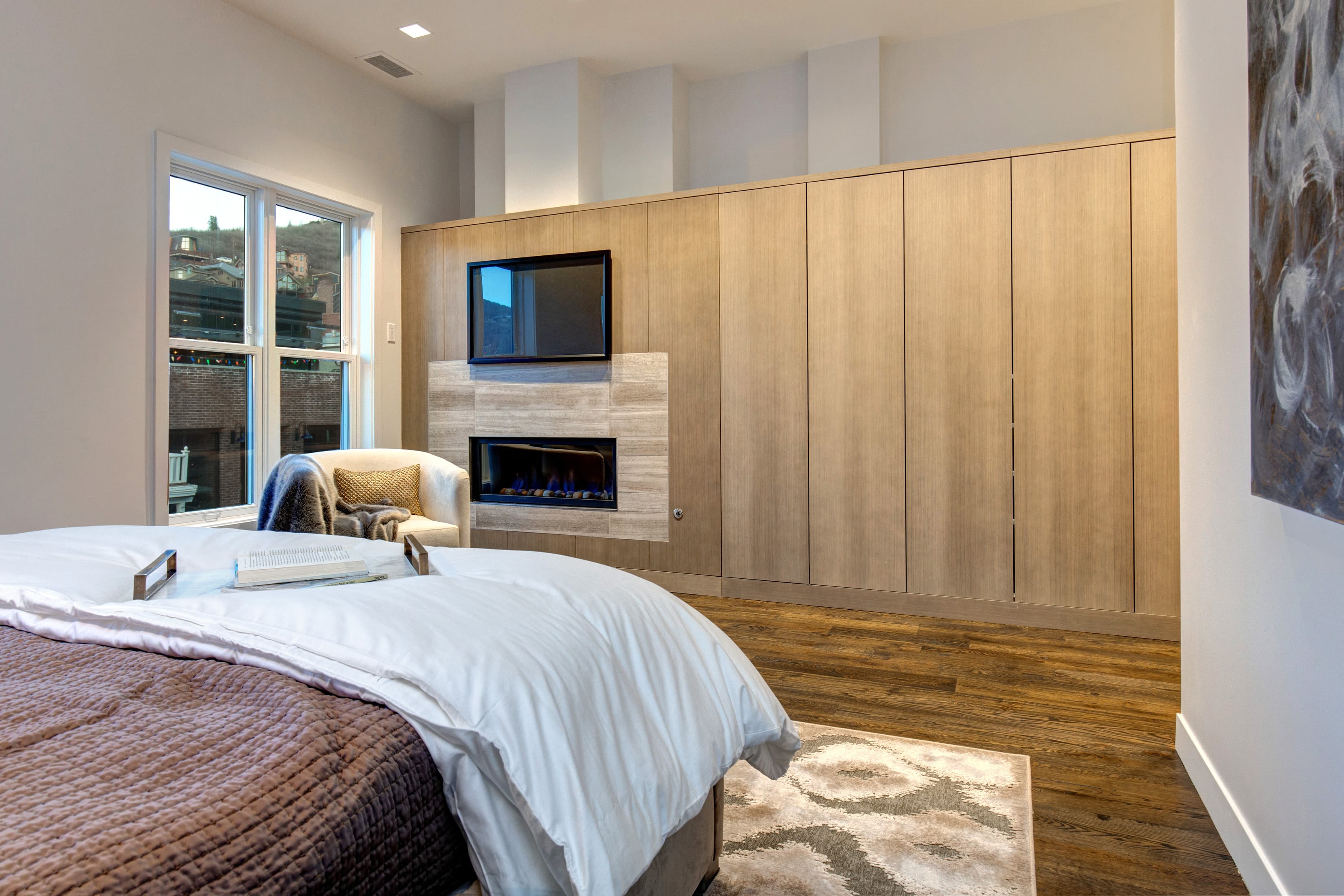 Master Bedroom- gas fireplace and Main St. views!