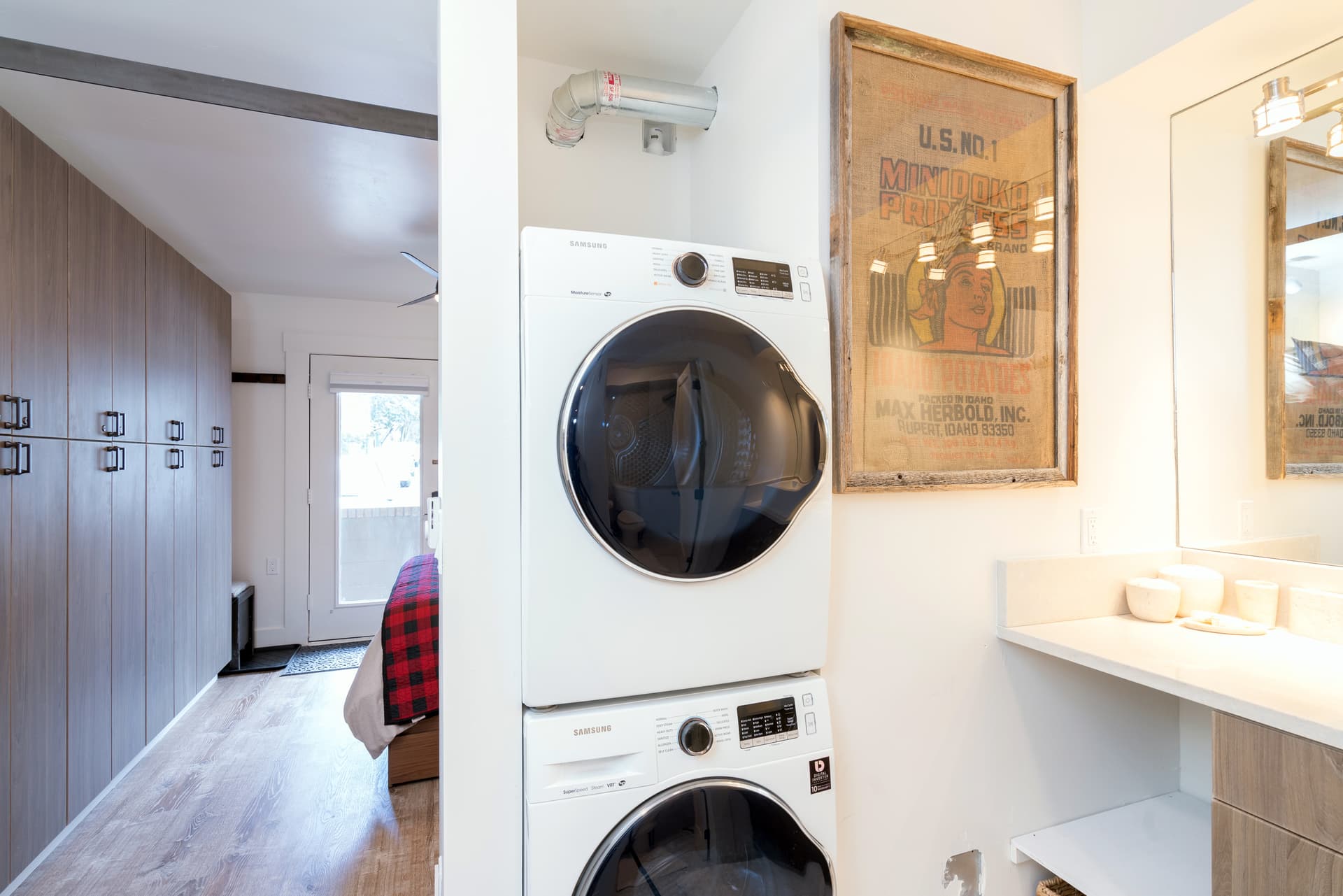Stacked washer and dryer combo