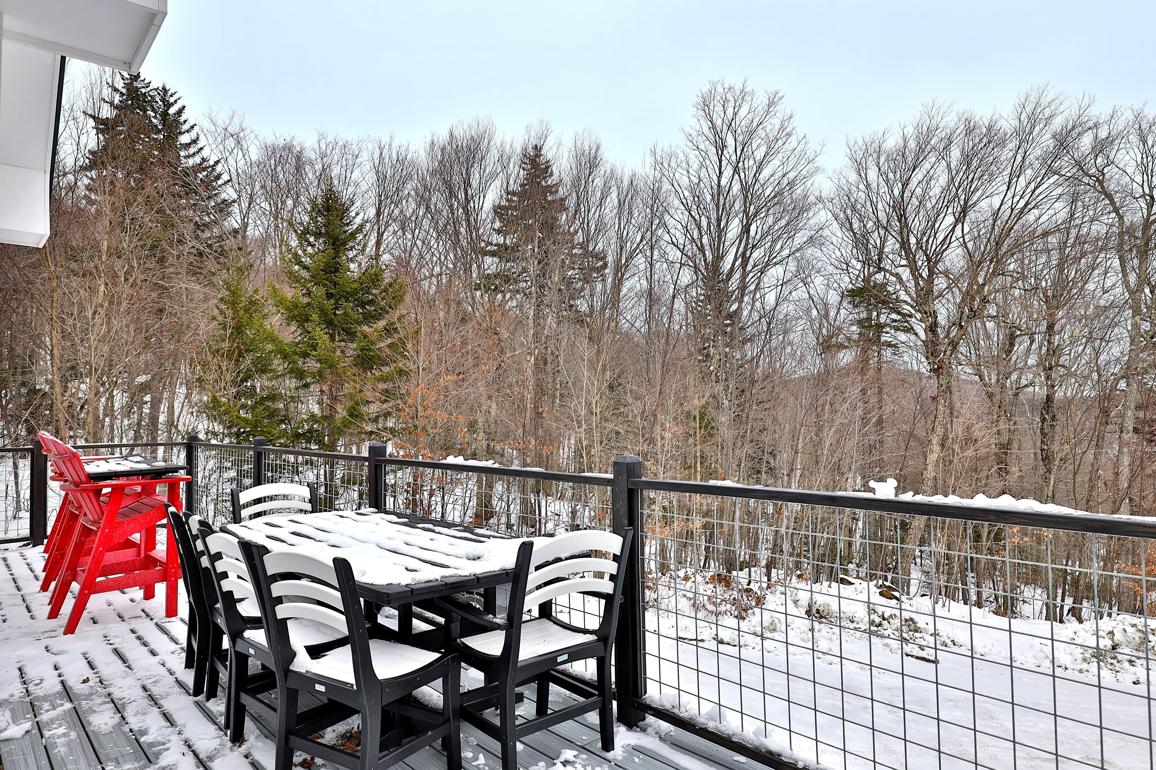 Sit outside and breathe in fresh mountain air no matter what season you stay with us.
