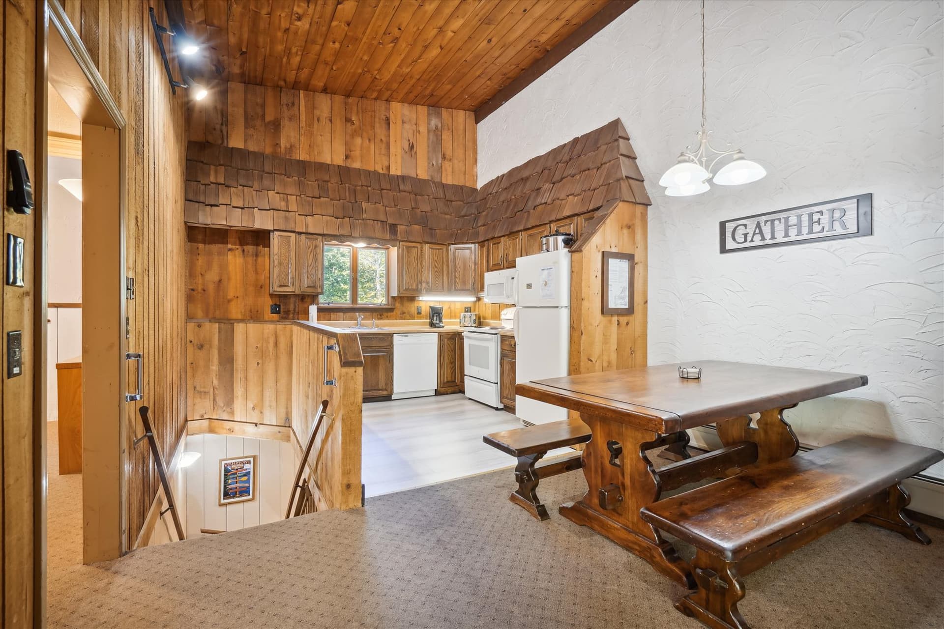 Easy access to dining and kitchen while entertaining or cooking for family