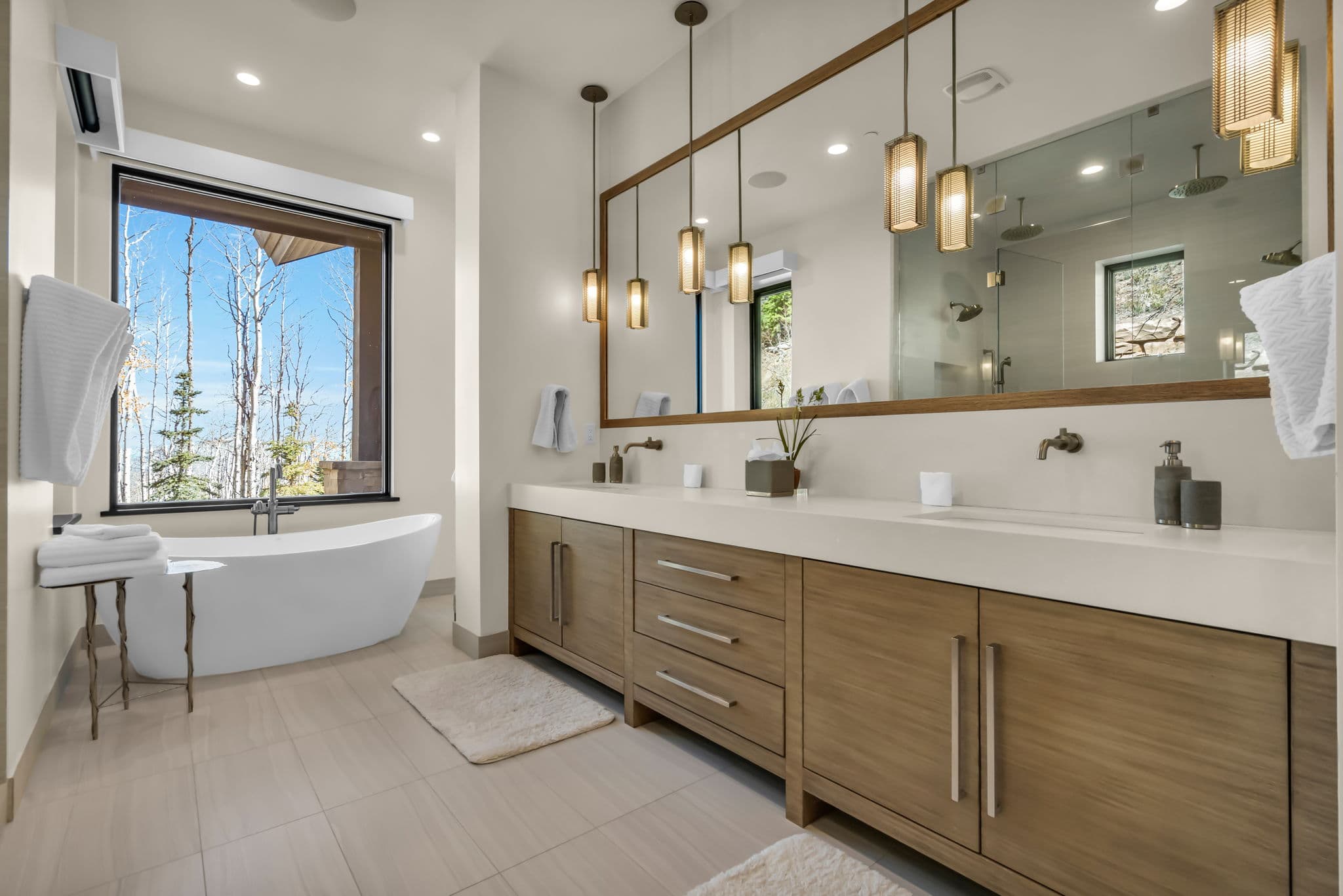 Bathtub, and Double Sink Bath Vanity