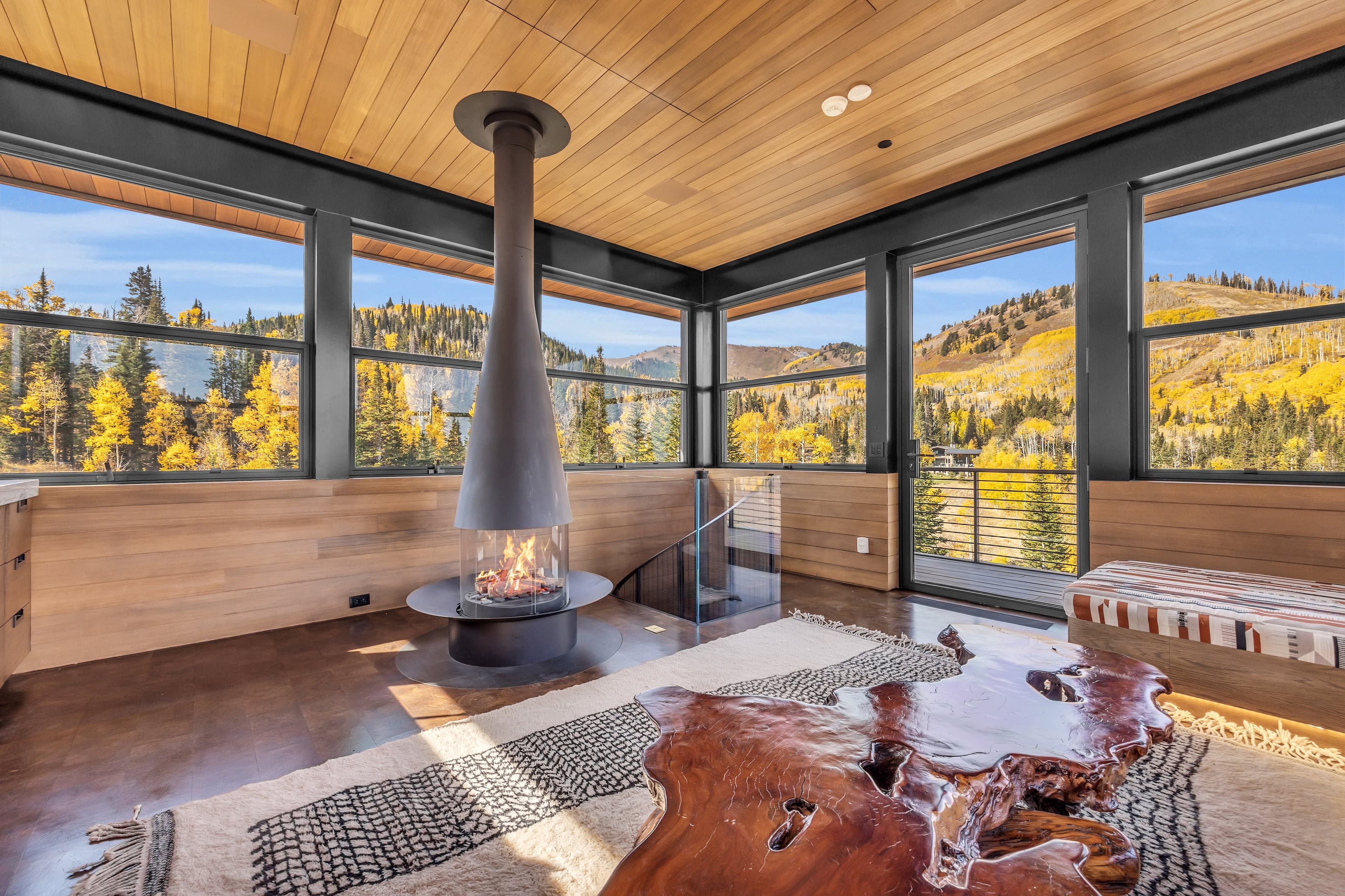 Enjoy Lounge Spaces Around The Fire With Mountain Views in Our Luxury Park City Vacation Rentals.