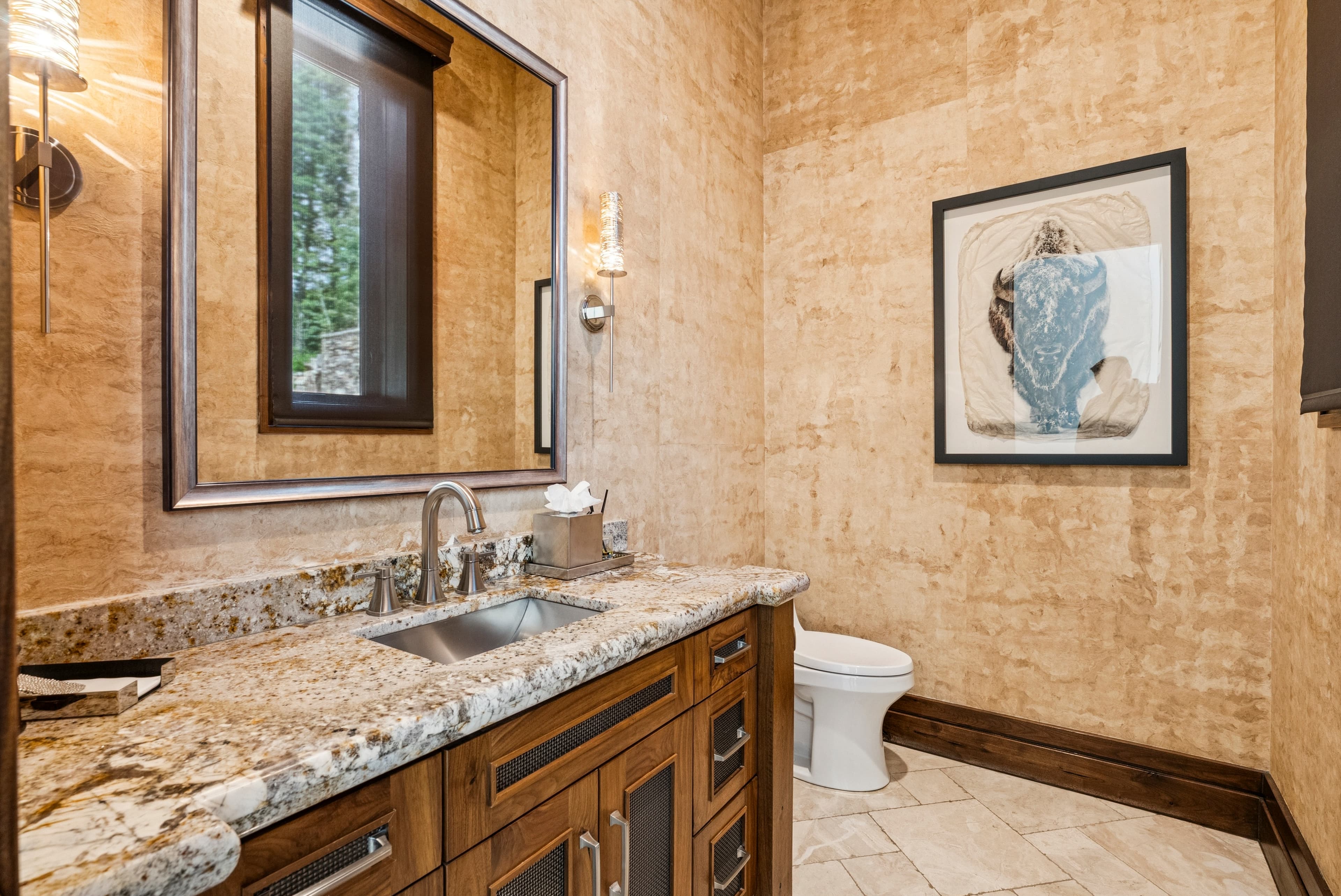bathroom with large sink vanity