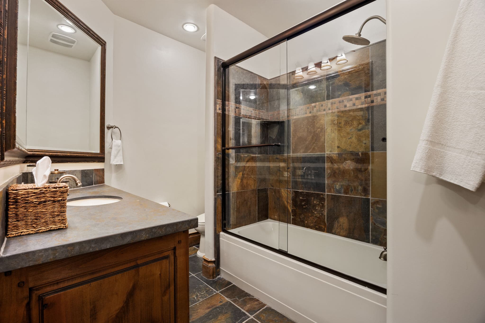 guest bath with tub and shower